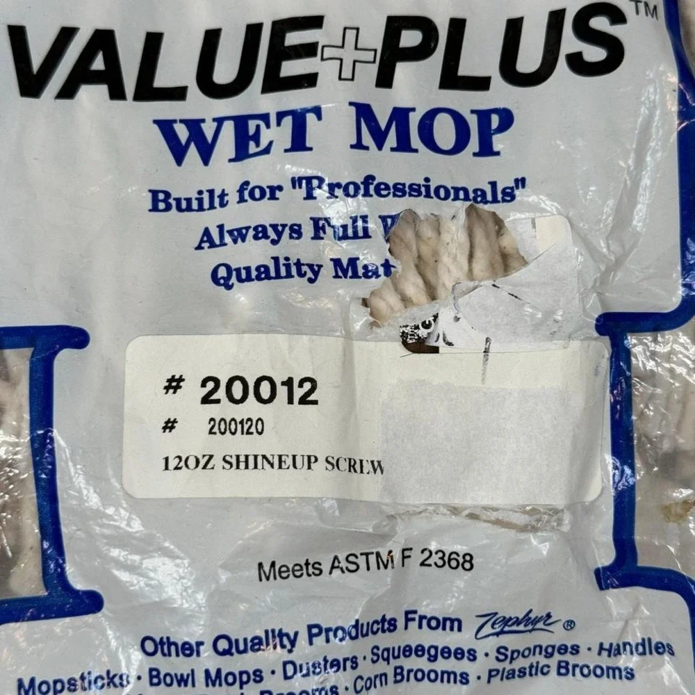 Zephyr Value Plus Wet Mop 12oz Shineup Screw Mop Head Replacement ‎ Commercial